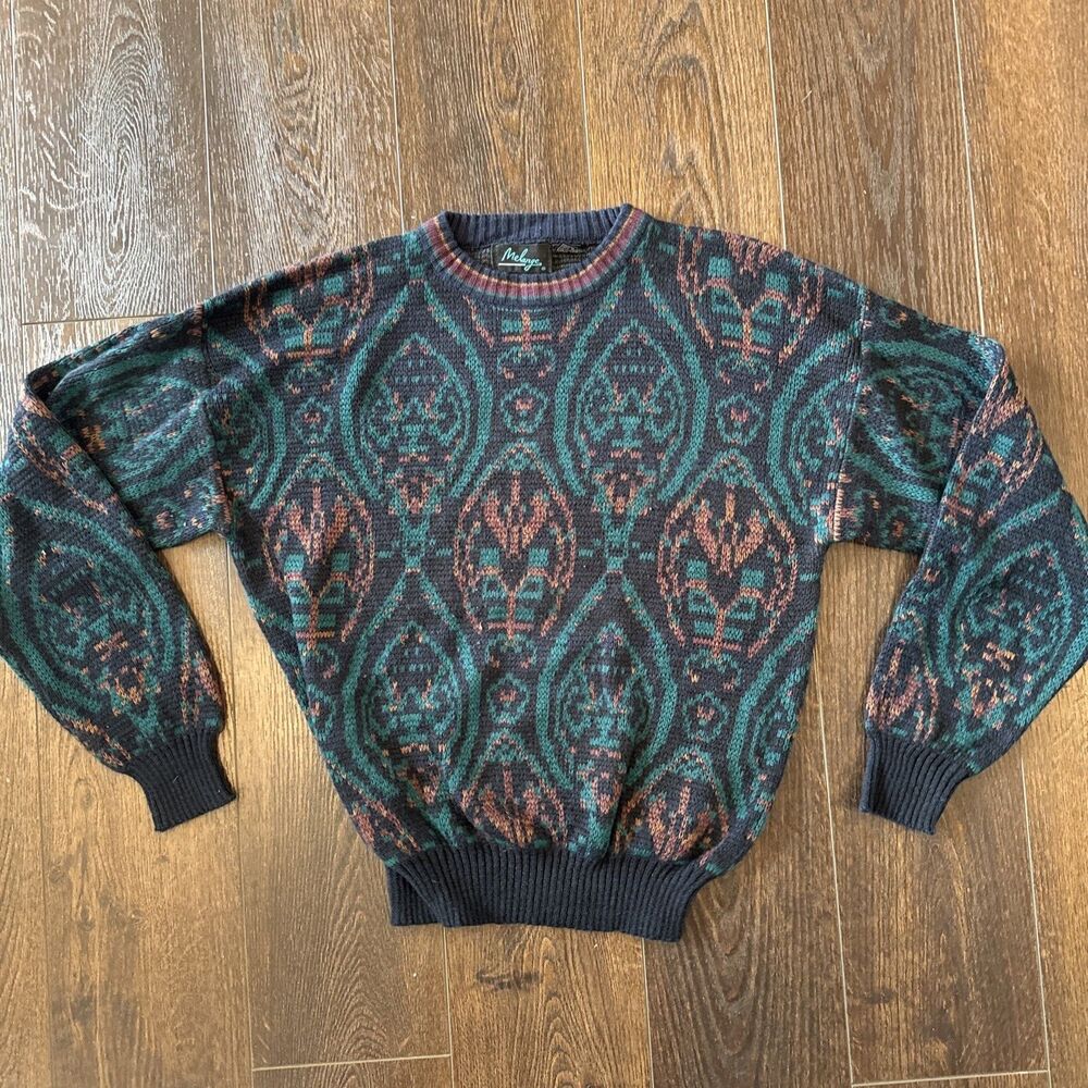 Vintage Melange Sweater; Women’s Sz Large; 80s 90s Geometric Pattern